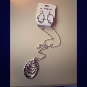 Liz Claiborne silver earrings and necklace set
